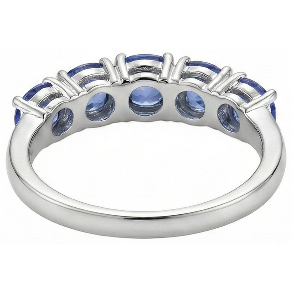 Natural Real ( Not Lab Grown )  Five Stone Round Tanzanite Gemstone 2.50 Carat Ring Band Jewelry