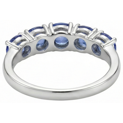 Natural Real ( Not Lab Grown )  Five Stone Round Tanzanite Gemstone 2.50 Carat Ring Band Jewelry