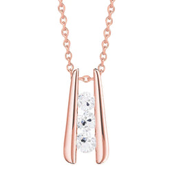 Floating Natural Earth Mined Diamond Rose Gold Necklace