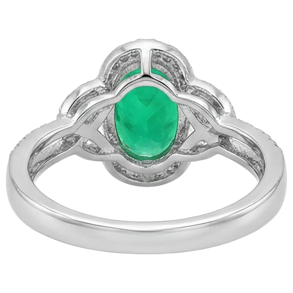 natural round emerald 1.50ct ring with diamond accents