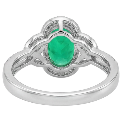 natural round emerald 1.50ct ring with diamond accents