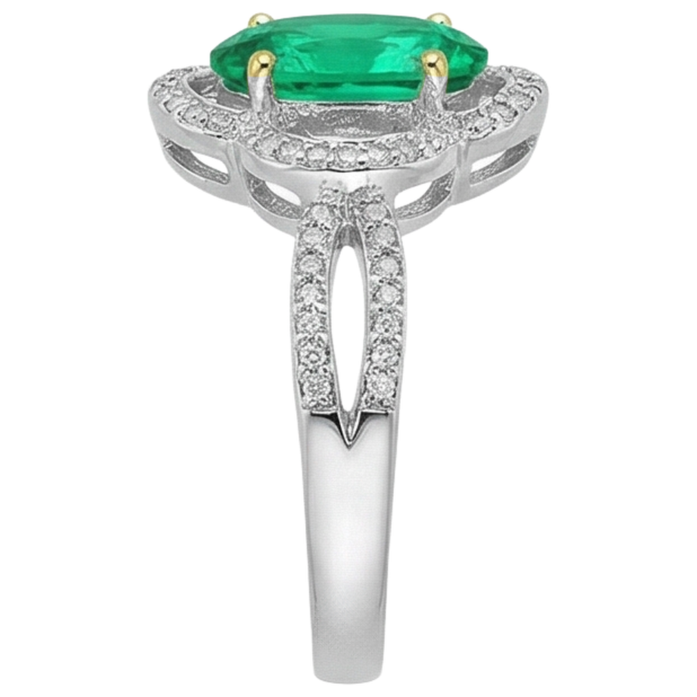 natural round emerald 1.50ct ring profile view