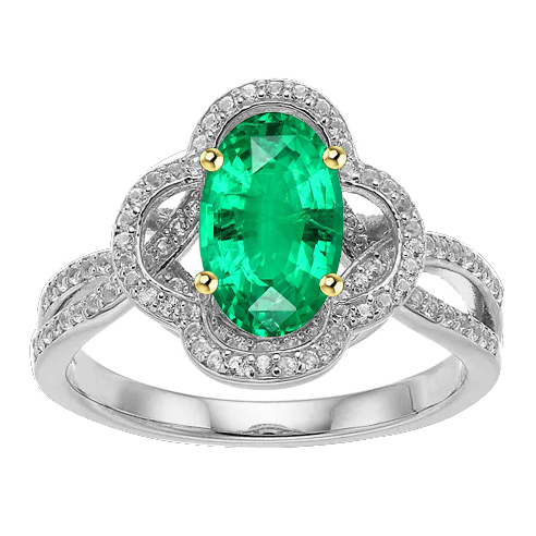 natural round emerald 1.50ct ring front view