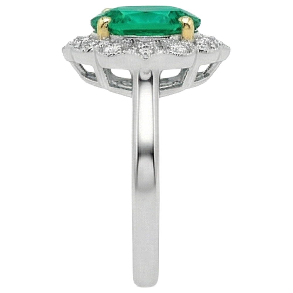 natural round emerald 2ct ring top view