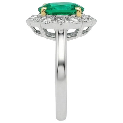 natural round emerald 2ct ring top view