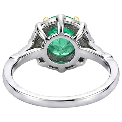 Natural Real ( Not Lab Grown ) Flower Style Gemstone Ring Green Emerald GIA Sapphire Diamond Jewelry