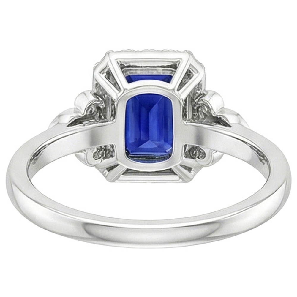 Flower Style Ring Emerald Ceylon Sapphire & Natural Earth Mined Diamond 4.25 Carats