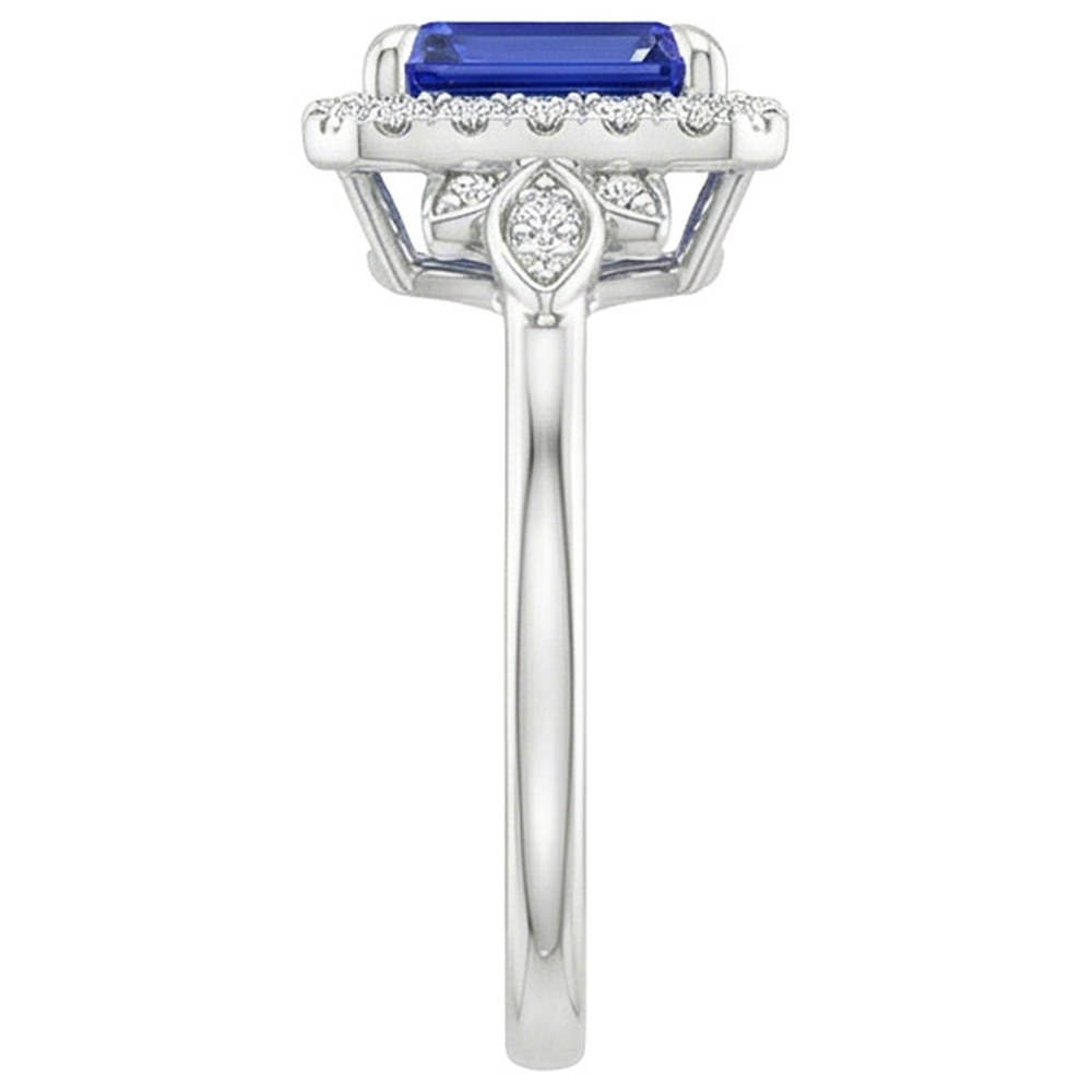 Flower Style Ring Emerald Ceylon Sapphire & Natural Earth Mined Diamond 4.25 Carats