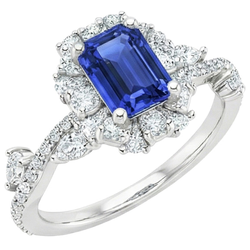 Flower Style Ring Emerald Sri Lankan Sapphire & Natural Earth Mined Diamond 5 Carats