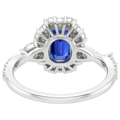 Flower Style Ring Emerald Sri Lankan Sapphire & Natural Earth Mined Diamond 5 Carats