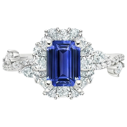 Flower Style Ring Emerald Sri Lankan Sapphire & Natural Earth Mined Diamond 5 Carats