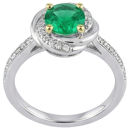 Natural Real ( Not Lab Grown ) Flower Style Ring Green Emerald GIA Feminine Diamond Jewelry