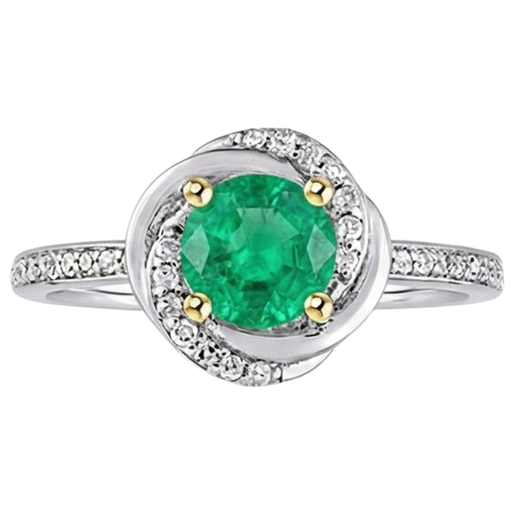 Natural Real ( Not Lab Grown ) Flower Style Ring Green Emerald GIA Feminine Diamond Jewelry