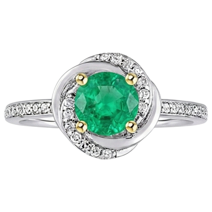 Natural Real ( Not Lab Grown ) Flower Style Ring Green Emerald GIA Feminine Diamond Jewelry