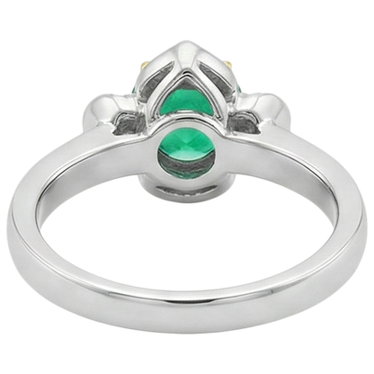 Natural Real ( Not Lab Grown ) Flower Style Ring Green Emerald GIA Round Cut Halo