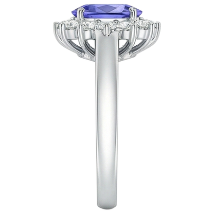 Flower Style Tanzanite With Natural Earth Mined Diamonds 6.50 Carats Ring White Gold 14K