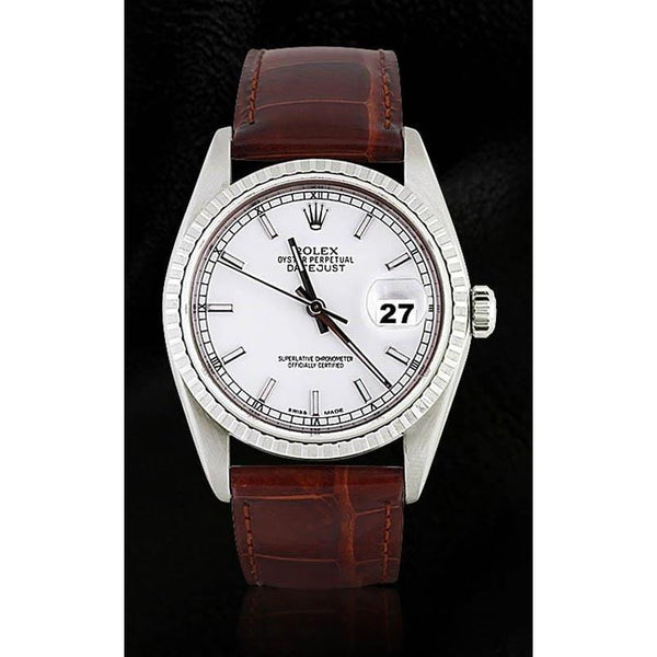 Men's Watch Date Just Brown Leather Band