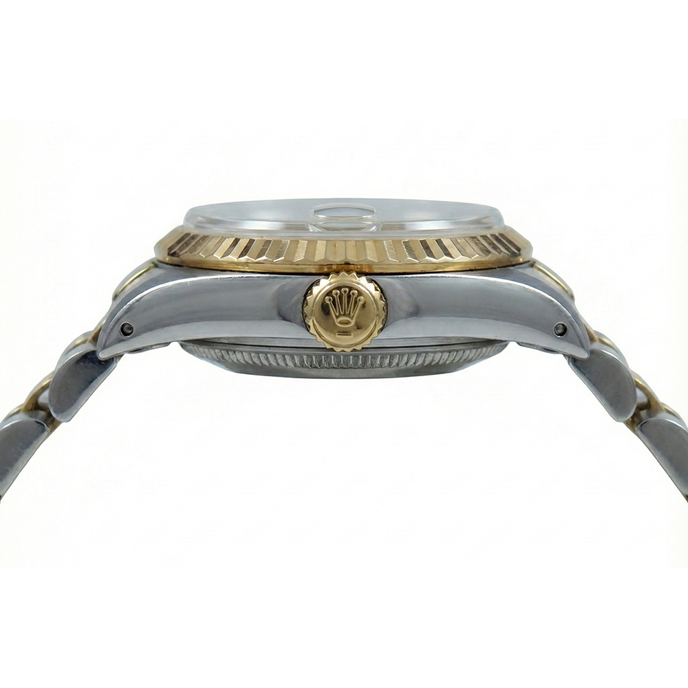 Fluted Bezel Champagne Stick Dial Rolex Date Women Watch Jubilee