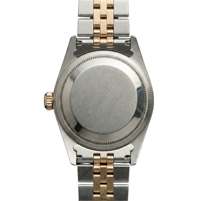 Fluted Bezel Rolex Ss & Gold Baguette Diamond Dial Datejust Watch