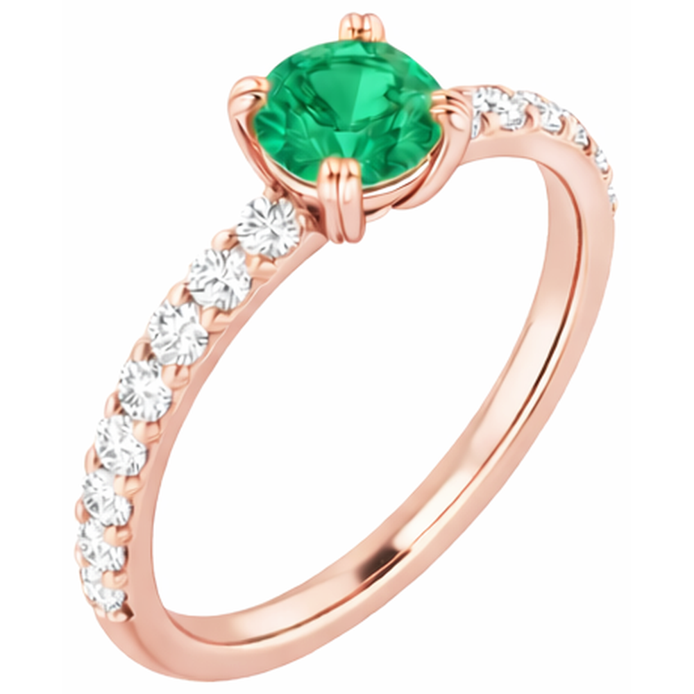 Four Prong 2.50 Carats Natural Earth Mined Diamond Round Green Emerald GIA Ring