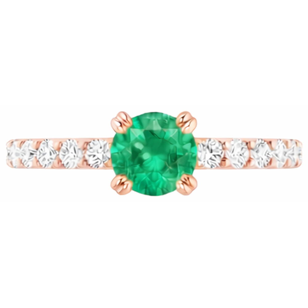 Four Prong 2.50 Carats Natural Earth Mined Diamond Round Green Emerald GIA Ring