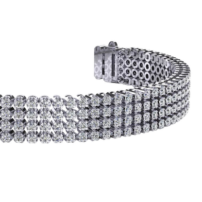 Four Row 7.80 Carats Round Cut Natural Earth Mined Diamonds Bracelet White Gold 14K