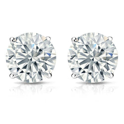 CERTIFICATE Big Round Lab Grown Diamond Stud Women Earring White Gold 6 Ct