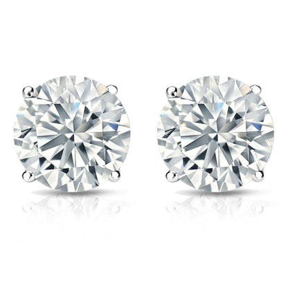CERTIFICATE Big Round Lab Grown Diamond Stud Women Earring White Gold 6 Ct