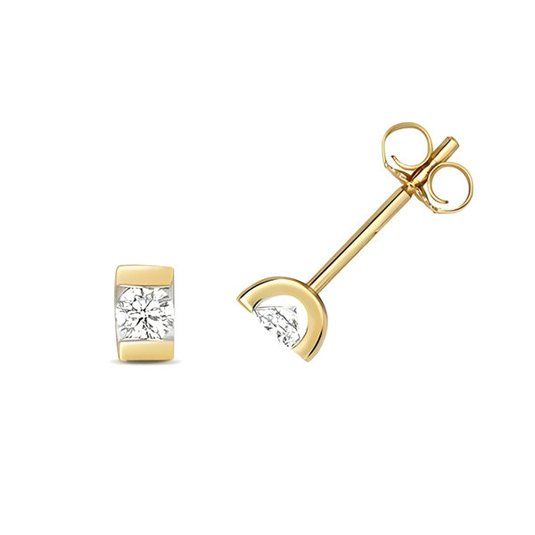 GIA CERTIFICATE Lab Grown Diamond Stud Earrings Channel Set Yellow Gold Ladies Jewelry 4 Carats