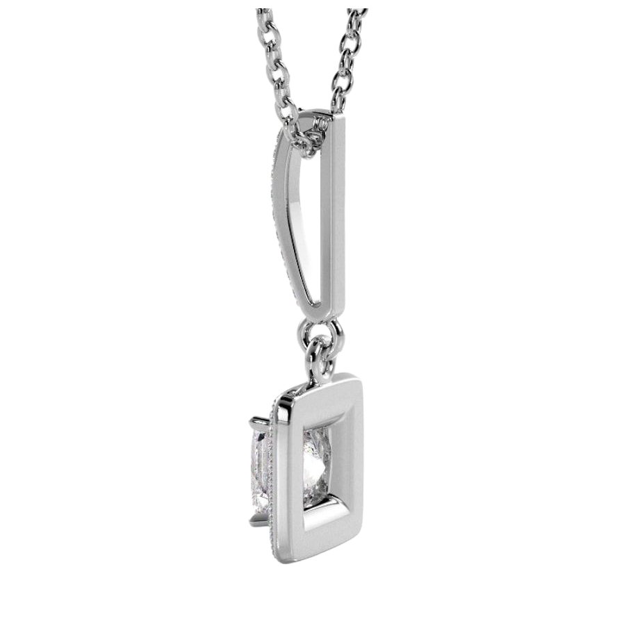 GIA CERTIFICATE Princess Cut Lab Grown Diamond Drop Pendant Necklace 4.35 Carats White Gold 14K