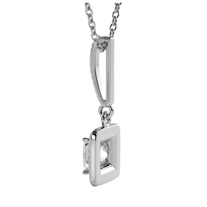 GIA CERTIFICATE Princess Cut Lab Grown Diamond Drop Pendant Necklace 4.35 Carats White Gold 14K