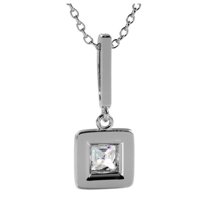 GIA CERTIFICATE Princess Cut Lab Grown Diamond Drop Pendant Necklace 4.35 Carats White Gold 14K