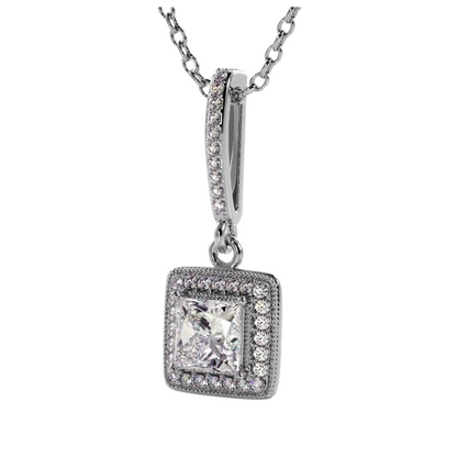 GIA CERTIFICATE Princess Cut Lab Grown Diamond Drop Pendant Necklace 4.35 Carats White Gold 14K
