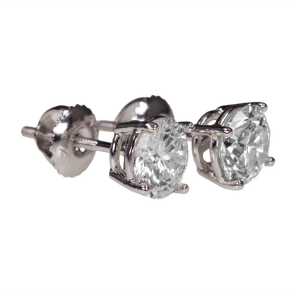 CERTIFICATE Round Lab Grown Diamond Stud Women Earrings 2.02 Ct