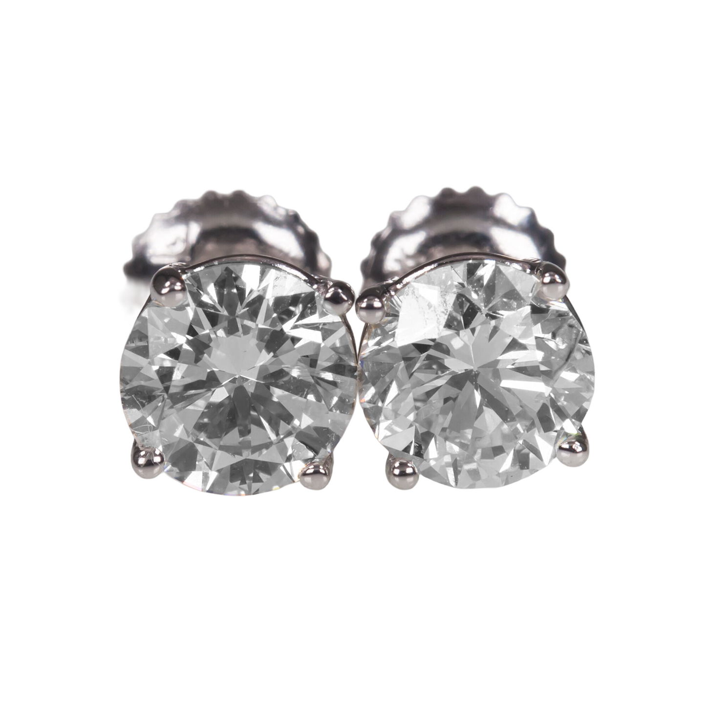 CERTIFICATE Round Lab Grown Diamond Stud Women Earrings 2.02 Ct