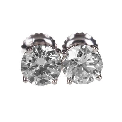 CERTIFICATE Round Lab Grown Diamond Stud Women Earrings 2.02 Ct