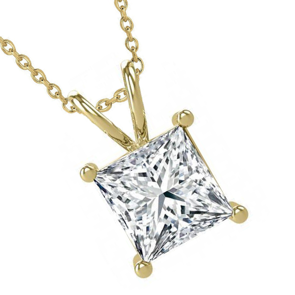 GIA CERTIFICATE Solitaire Lab Grown Diamond Pendant 3 Carats Necklace Yellow Gold 14K New