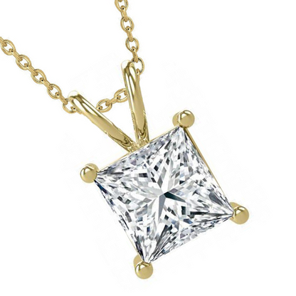 GIA CERTIFICATE Solitaire Lab Grown Diamond Pendant 3 Carats Necklace Yellow Gold 14K New