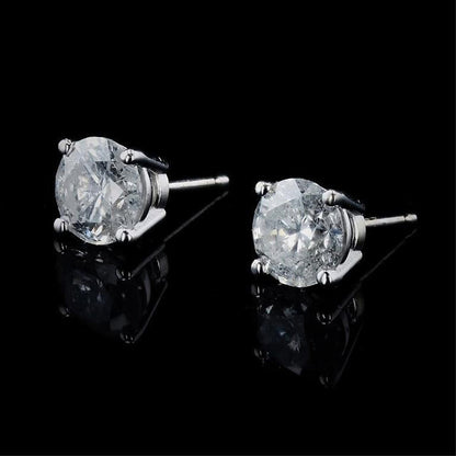 GIA CERTIFIED 2.5 Carats Round Cut Lab Grown Diamond Stud Earring Gold White 14K