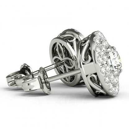 GIA CERTIFIED 2.60 Carats Lab Grown Diamond Stud Earrings White Gold 14K