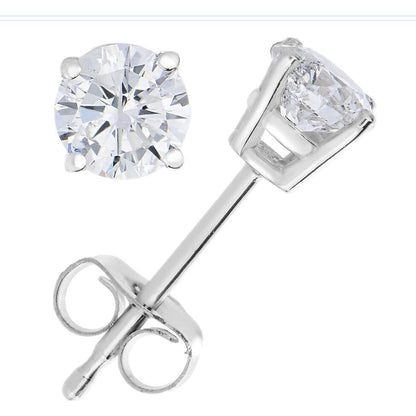 GIA CERTIFIED 2 Carats Round Shaped Lab Grown Diamond Stud Earrings Solid White Gold Jewelry