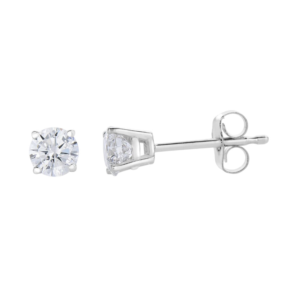 GIA CERTIFIED 2 Carats Round Shaped Lab Grown Diamond Stud Earrings Solid White Gold Jewelry