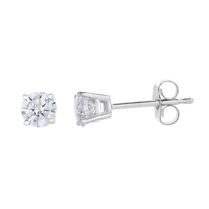 GIA CERTIFIED 2 Carats Round Shaped Lab Grown Diamond Stud Earrings Solid White Gold Jewelry