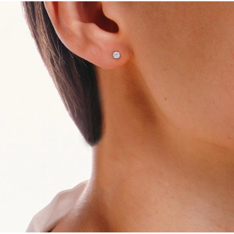 GIA CERTIFIED 2 Carats Round Shaped Lab Grown Diamond Stud Earrings Solid White Gold Jewelry