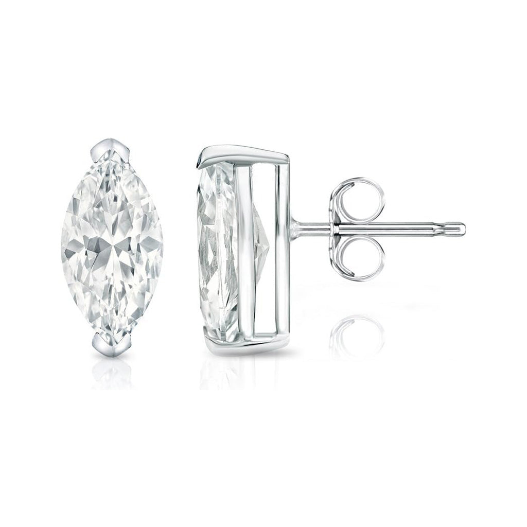 GIA CERTIFIED 2 Ct Gorgeous Marquise Cut Solitaire Lab Grown Diamond Stud Earring White Gold