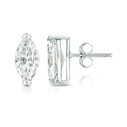 GIA CERTIFIED 2 Ct Gorgeous Marquise Cut Solitaire Lab Grown Diamond Stud Earring White Gold