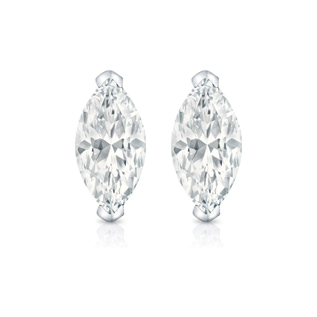 GIA CERTIFIED 2 Ct Gorgeous Marquise Cut Solitaire Lab Grown Diamond Stud Earring White Gold