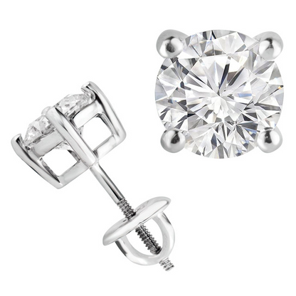 GIA CERTIFIED 3 Carats Lab Grown Diamond Studs Lady Earring White Gold Jewelry