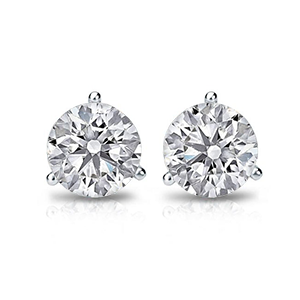 GIA CERTIFIED 3 Prong Set Round Lab Grown Diamonds 2 Carats Solitaire Stud Women Earring