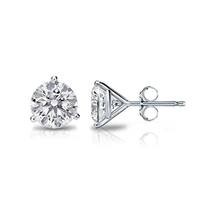 GIA CERTIFIED 3 Prong Set Round Lab Grown Diamonds 2 Carats Solitaire Stud Women Earring
